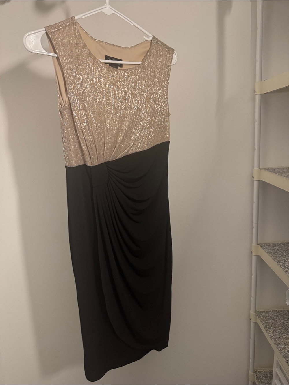 Enfocus Studio Metallic Gold and Black Sleeveless Sheath Dress